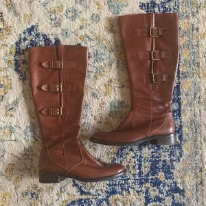 ECCO brown leather riding style boot with buckles